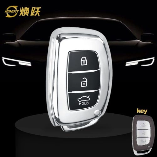 HYD2T1-Black Glue Style-Silver Plating- Car Key Cover For Hyundai