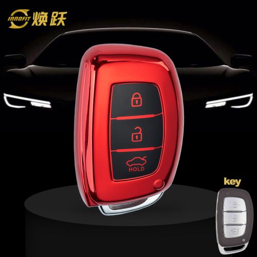 HYD2T1-Black Glue Style-Red Plating- Car Key Cover For Hyundai
