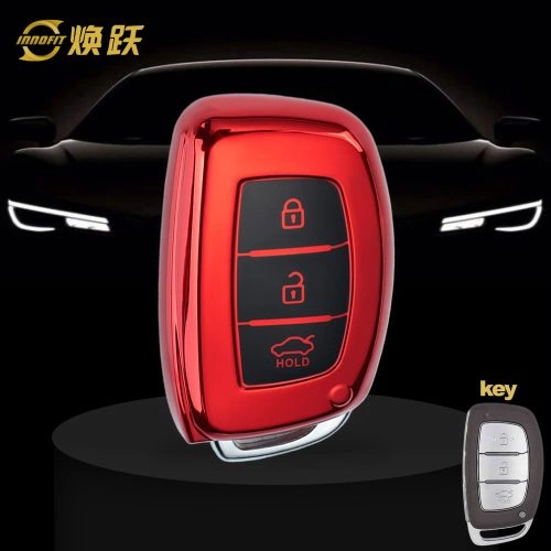 HYD2T1-Black Glue Style-Red Plating- Car Key Cover For Hyundai
