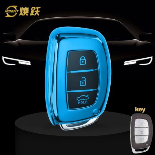 HYD2T1-Black Glue Style-Blue Plating- Car Key Cover For Hyundai