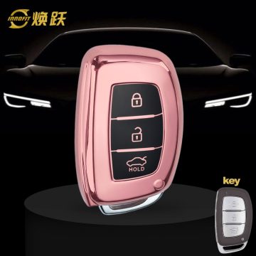 HYD2T1-Black Glue Style-Rose Gold Plating- Car Key Cover For Hyundai