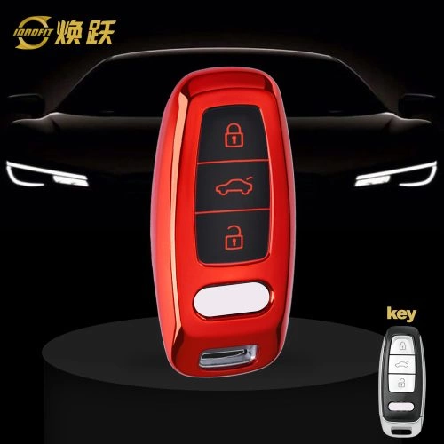 AUC1T1-Black Glue Style-Red Plating- Car Key Cover For Audi