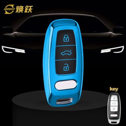 AUC1T1-Black Glue Style-Blue Plating- Car Key Cover For Audi