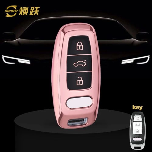 AUC1T1-Black Glue Style-Rose Gold Plating- Car Key Cover For Audi