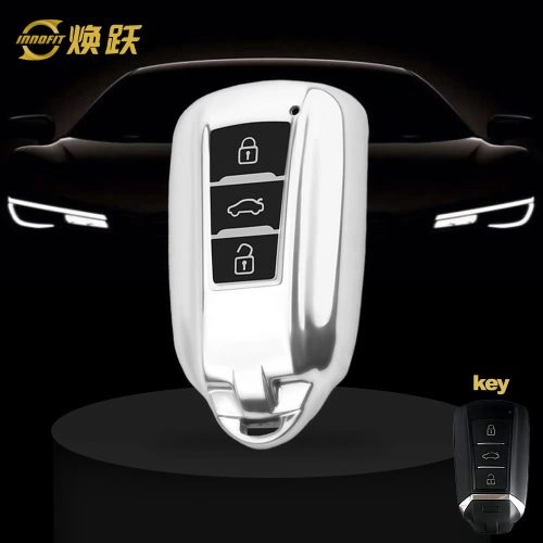 VED1T1-Black Glue Style-Silver Plating- Car Key Cover For Venucia