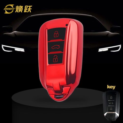 VED1T1-Black Glue Style-Red Plating- Car Key Cover For Venucia
