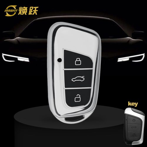 CRB1T1-Black Glue Style-Silver Plating- Car Key Cover For Chery