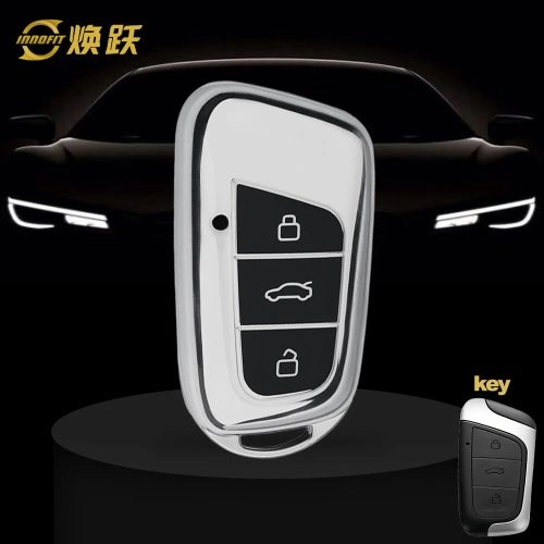 CRB1T1-Black Glue Style-Silver Plating- Car Key Cover For Chery