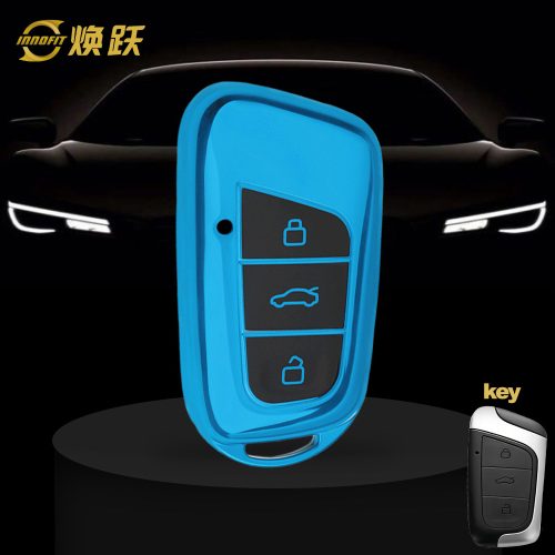 CRB1T1-Black Glue Style-Blue Plating- Car Key Cover For Chery