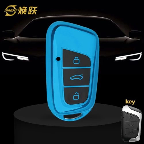 CRB1T1-Black Glue Style-Blue Plating- Car Key Cover For Chery