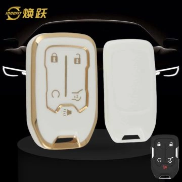 CEB3T1-White-Gold Plating- Car Key Cover For Chevrolet GMC