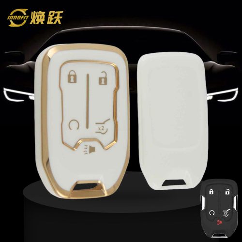 CEB3T1-White-Gold Plating- Car Key Cover For Chevrolet GMC