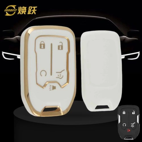 CEB3T1-White-Gold Plating- Car Key Cover For Chevrolet GMC