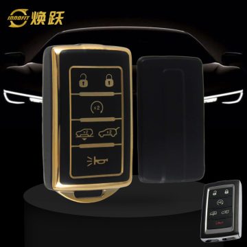 JEF4T1-Black-Gold Plating- Car Key Cover For Jeep