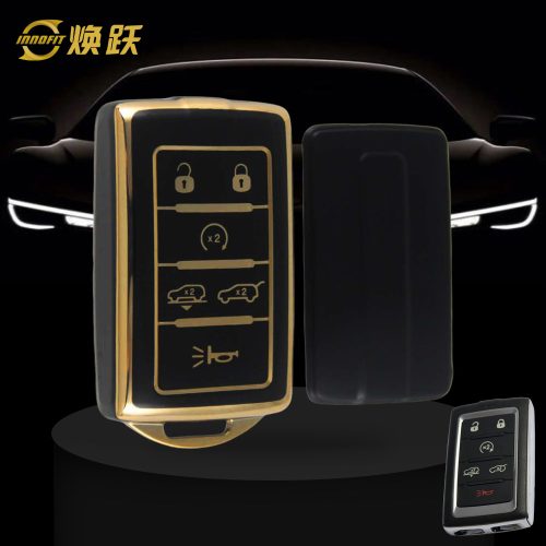 JEF4T1-Black-Gold Plating- Car Key Cover For Jeep