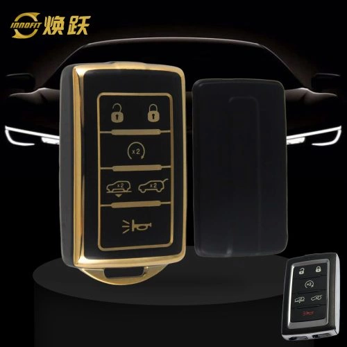 JEF4T1-Black-Gold Plating- Car Key Cover For Jeep