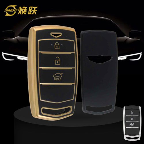 GNB2T1-Black-Gold Plating- Car Key Cover For GENESIS