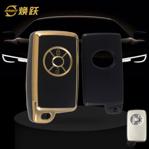 TOO2T1-Black-Gold Plating- Car Key Cover For Toyota