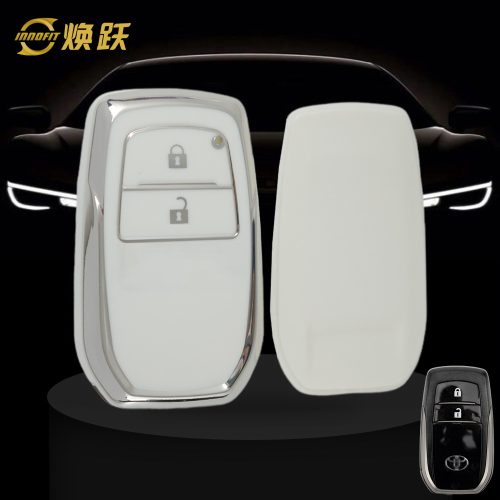 TOC2T1-White-Silver Plating- Car Key Cover For Toyota