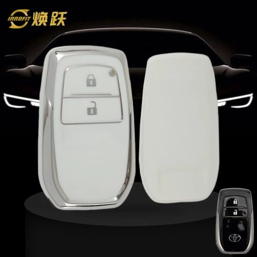 TOC2T1-White-Silver Plating- Car Key Cover For Toyota
