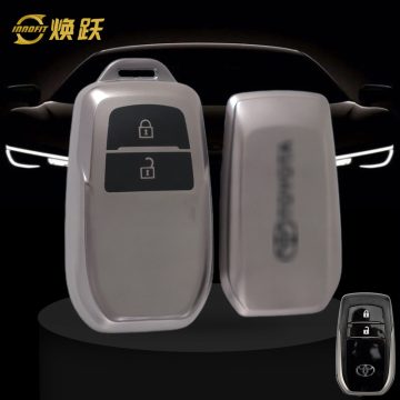 TOC2T1-Black-Metal Gray Plating- Car Key Cover For Toyota