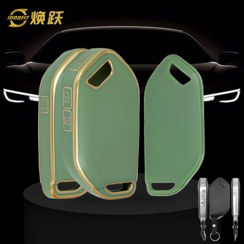 KIJ1T1-Green-Gold Plating- Car Key Cover For Kia