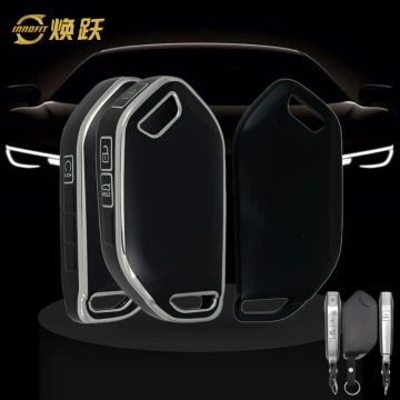 KIJ1T1-Black-Silver Plating- Car Key Cover For Kia