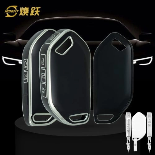 KIJ3T1-Black-Silver Plating- Car Key Cover For Kia
