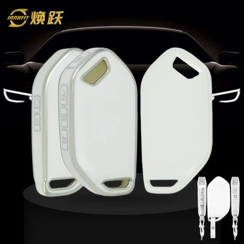 KIJ3T1-White-Silver Plating- Car Key Cover For Kia