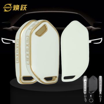 KIJ4T1-White-Gold Plating- Car Key Cover For Kia