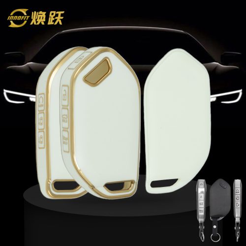 KIJ4T1-White-Gold Plating- Car Key Cover For Kia