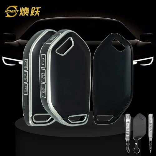 KIJ4T1-Black-Silver Plating- Car Key Cover For Kia