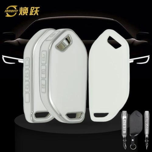 KIJ4T1-White-Silver Plating- Car Key Cover For Kia