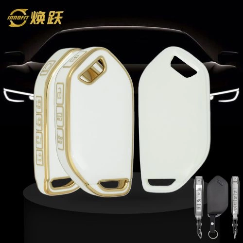 KIJ6T1-White-Gold Plating- Car Key Cover For Kia