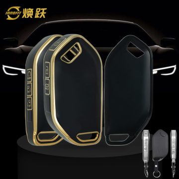 KIJ8T1-Black-Gold Plating- Car Key Cover For Kia