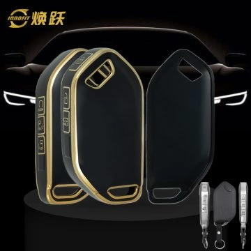 KIJ8T1-Black-Gold Plating- Car Key Cover For Kia