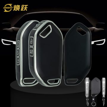 KIJ8T1-Black-Silver Plating- Car Key Cover For Kia
