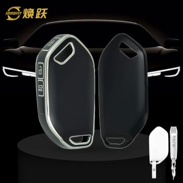 KIJ10T1-Black-Silver Plating- Car Key Cover For Kia