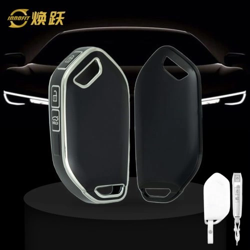 KIJ10T1-Black-Silver Plating- Car Key Cover For Kia