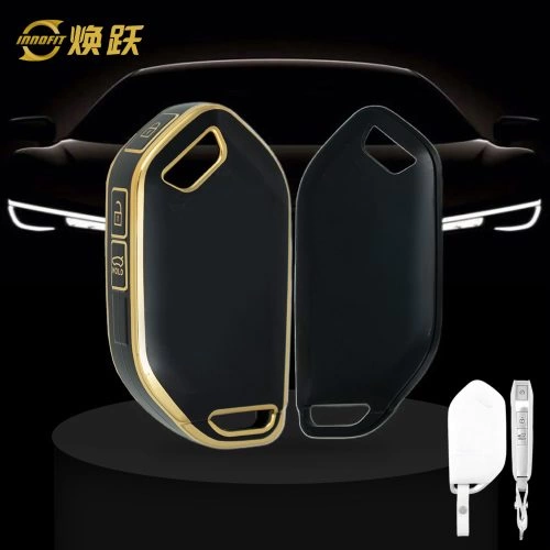 KIJ10T1-Black-Gold Plating- Car Key Cover For Kia
