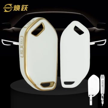 KIJ10T1-White-Gold Plating- Car Key Cover For Kia