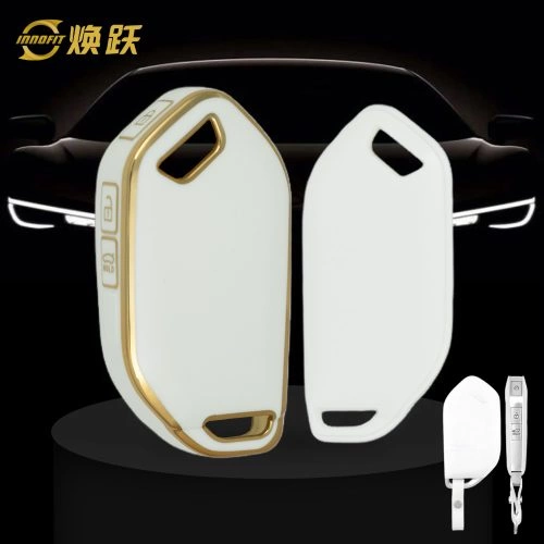 KIJ10T1-White-Gold Plating- Car Key Cover For Kia