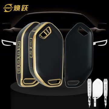 KIJ11T1-Black-Gold Plating- Car Key Cover For Kia