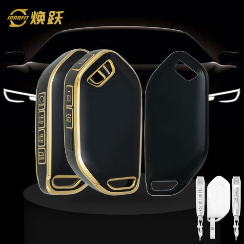 KIJ11T1-Black-Gold Plating- Car Key Cover For Kia