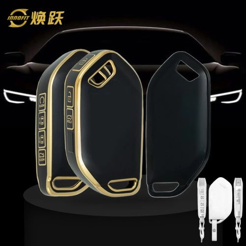 KIJ11T1-Black-Gold Plating- Car Key Cover For Kia