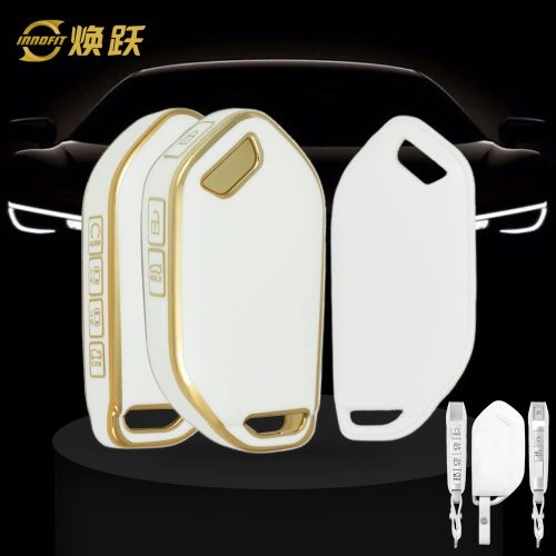 KIJ11T1-White-Gold Plating- Car Key Cover For Kia