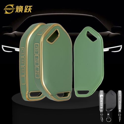 KIJ13T1-Green-Gold Plating- Car Key Cover For Kia