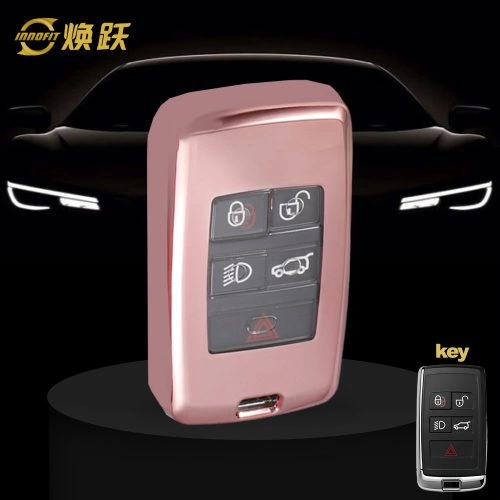 LAB1T1-White Transparent Button-Rose Gold Plating- Car Key Cover For Landrover