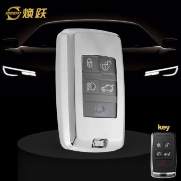 LAB1T1-White Transparent Button-Silver Plating- Car Key Cover For Landrover