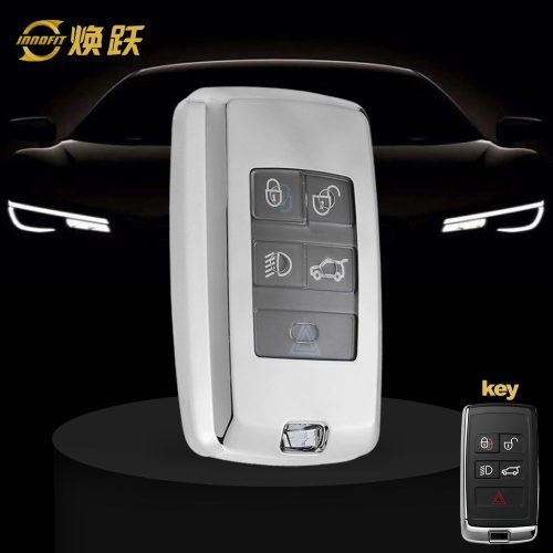 LAB1T1-White Transparent Button-Silver Plating- Car Key Cover For Landrover